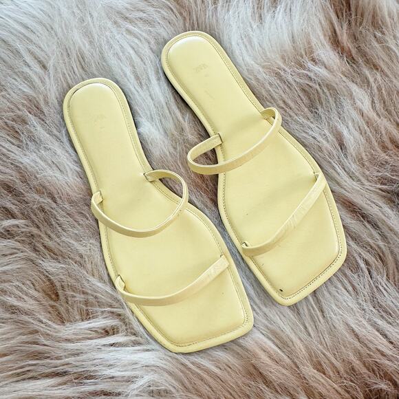Zara Strappy Butter Yellow Minimal Sandals Size 41 (Approx US 10.5) - Picture 3 of 5